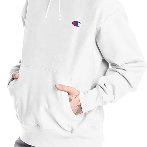 CHAMPION Men XS Reverse Weave Hoodie White w/Side Gussets (GF68 Y06145 WHC) NWT - Picture 1 of 5